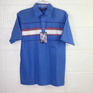 Vintage Puritan Polo Short Sleeve Shirt Mens M Blue White Pink Striped NWT